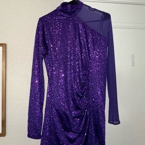 Weissman Sparkling Purple Long Sleeve Dance Costume